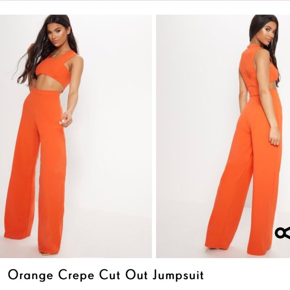 orange cut out jumpsuit